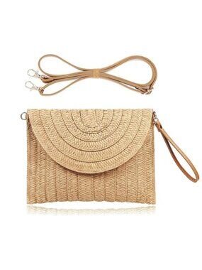 Woven Straw Clutch Bag Women Envelope Beach Purse Summer Boho Handbag